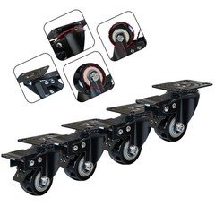 4PCS Locking Casters Heavy Duty Wheels with Flat Plate Swivel Casters with Brake