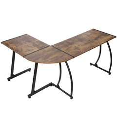 L Shaped Computer Desk L Shaped Corner Desk Laptop Study Writing Table Brown