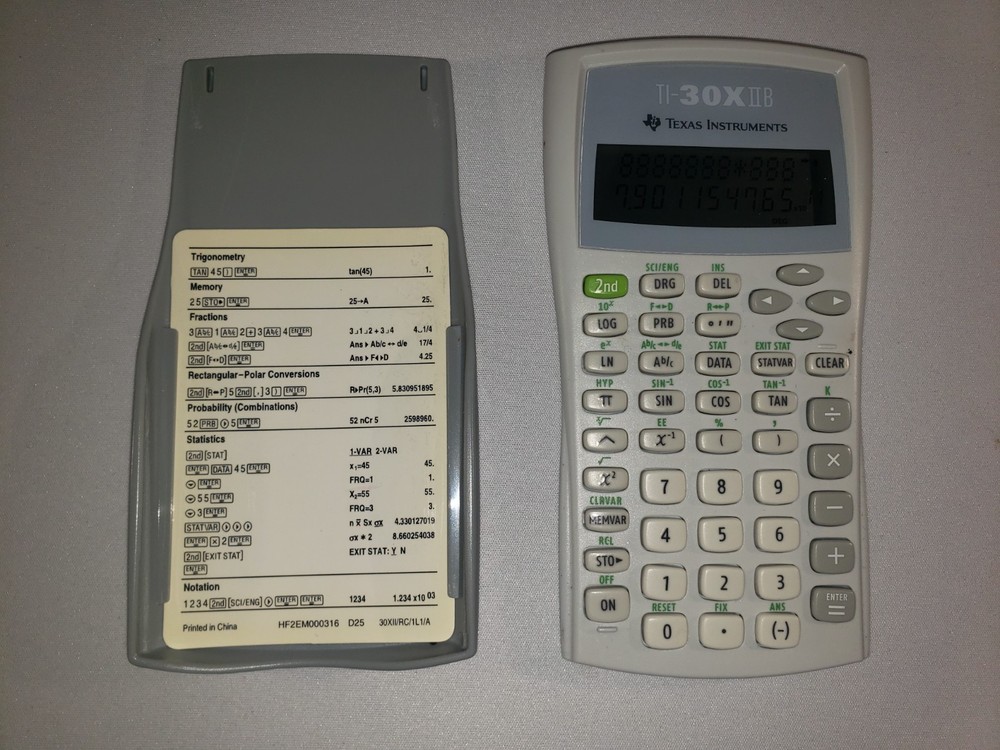 Texas Instruments TI-30X IIB Scientific Calculator Gray & White w/ Cover Tested