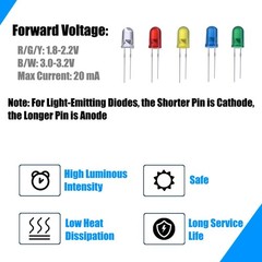 120 Pcs California JOS 5mm LED Light Diodes, LED Circuit Assorted Kit for