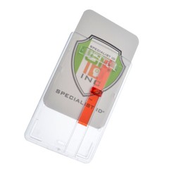 2 Pack -Rigid Hard Plastic Vertical Badge Holder- Slide Out Tab by Specialist ID