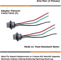 Pair Grey OE-Spec 3-Wire 7443 7444 T20 Taillight Tail/Brake Light Bulb Plug Adap