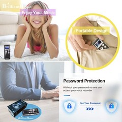 16GB Voice Activated Digital Recorder with Playback and Password Protection
