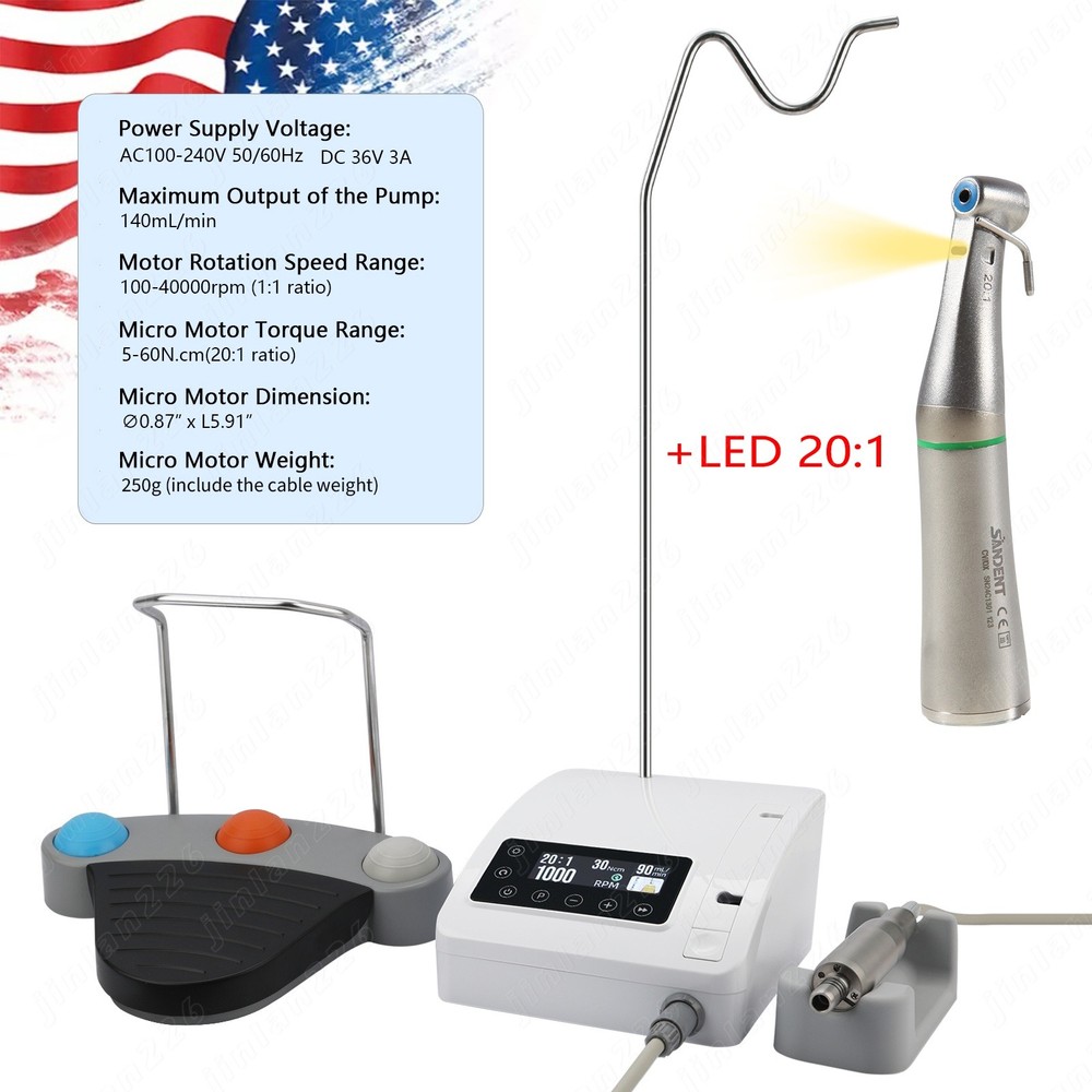 Mini Dental Implant Motor System Surgical Brushless Motor 20:1 Contra Angle