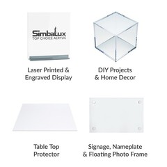 [1-Pack] SimbaLux® Acrylic Sheet Clear 12”x12” 1/2″ Thick (13mm) Plexiglass