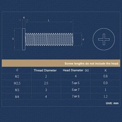 M2 M2.5 M3 M4 CM Phillips Ultra Thin Flat Wafer Head Screw Bolt Machine Screw