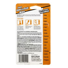 Gorilla Clear Glue Minis 4 Tubes Water Resistant Bonds Crystal Clear Non-Foaming