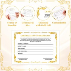 12 Pieces 5 x 7 Inch Certificate of Authenticity Gold Foil Premium Certificat…