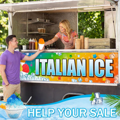 Italian Ice Banners Sign 2 X 10 Feet Italian Ice Flag Oxford Fabric Banners with