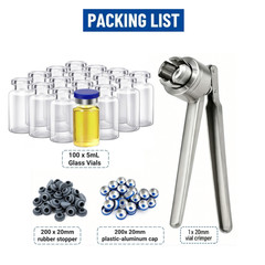100pcs 5ml Glass Vial Clear Glass Vials with 20mm Flip Vial Crimper, New