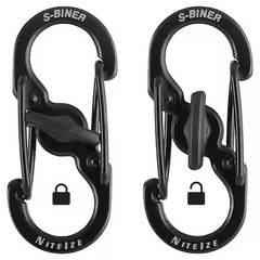 Nite Ize Lsbm-01-2R3 Double Carabiner, Twist Lock, Stainless Steel, Black
