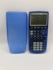 Texas Instruments TI 83 Plus Clear Transparent Blue Graphing Calculator W/Cover