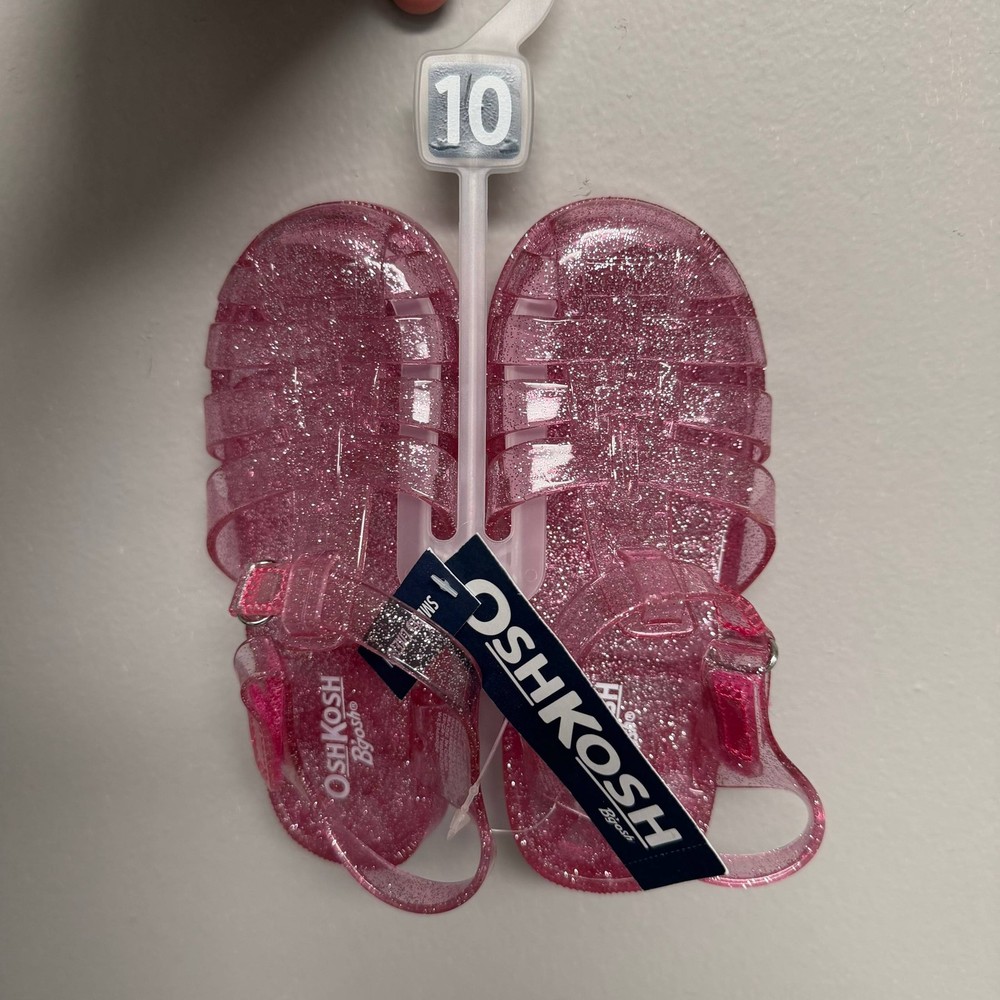 OshKosh Bgosh Toddler Girls Jelly Sandals Size 10 Pink Silver Glitter NWT