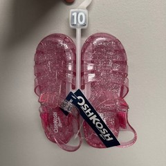 OshKosh Bgosh Toddler Girls Jelly Sandals Size 10 Pink Silver Glitter NWT
