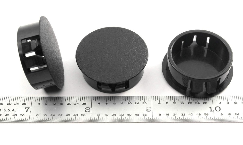 1 1/8″ Hole Nylon Locking Panel Plugs Black/White Dome Cover 1 1/4″ Top Width
