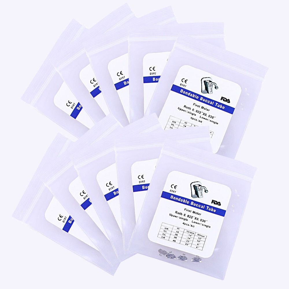 10 Packs Dental Orthodontic Buccal Tube Bondable Non-con 1st Molar Roth 0.022