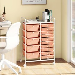 Costzon Homgx 15-Drawer Storage Rolling Cart Multipurpose Utility Storage Cart