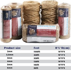 PerkHomy Jute Twine String 3mm 328Ft Natural 328 Feet (100M), (1/8 In)
