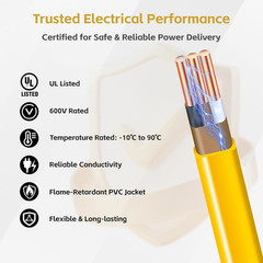 12/2 NM-B Wire with Ground, 100 FT 12 Gauge Wire Solid Pure Copper Non-Metallic