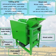 220V 3HP Grass Cutting and Dicing Combined Crusher Chaff Cutter Double Inlet