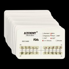 AZDENT Dental Orthodontic Metal Brackets Braces Mini Roth 0.022 Hook3/Hook345