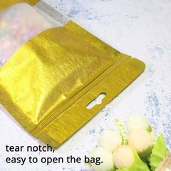 14.5oz Matte Gold Thick Rice Paper Mylar Stand up Zip Lock Bag w/ Window G02