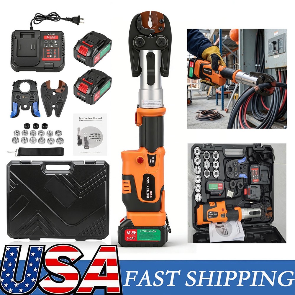Pro Press Copper Pipe Crimping Tool Kit – 2x 5.0Ah Battery Powered -1/2″ 3/4″ 1″