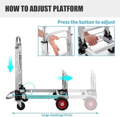 Aluminum Hand Truck 2 in 1 Folding Dolly Cart 450 lbs Capacity Heavy Duty