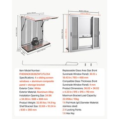 Uimoso 36×36 in Aluminum Alloy Concession Window with Folding Shelf
