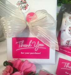 150 pcs Thank You Business Cards, Thank You Stickers, Hot Pink, Floral