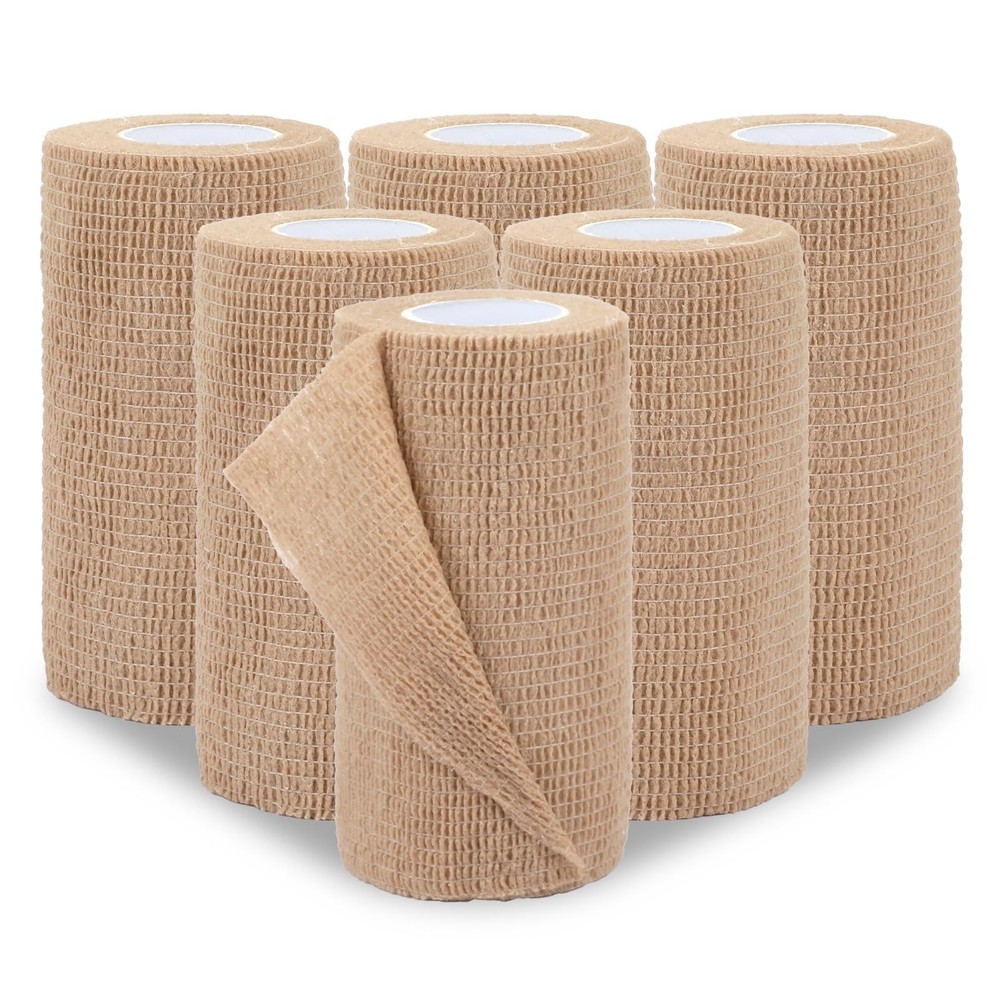 BEVTEE Self Adhesive Bandage Wrap 6 Pack, 4″ X 5 Yards Elastic Coban Wrap, Co…