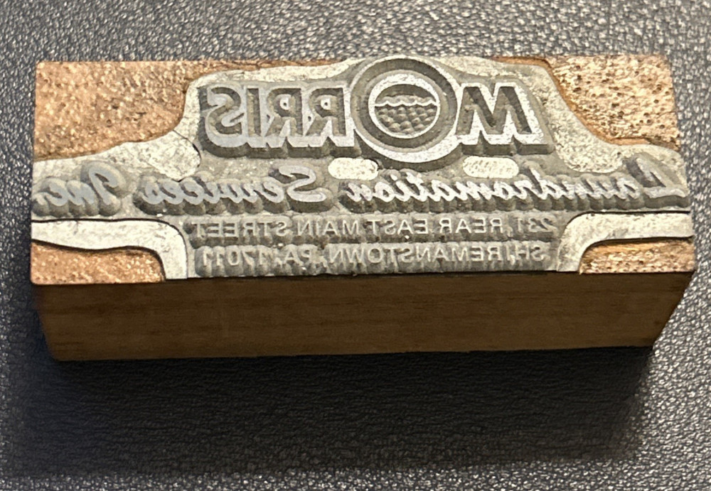 Morris laundromation Services | vintage letterpress block – Shiremanstown, PA