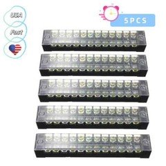 5pcs Dual Row 12 Positions Screw Terminal Electric Barrier Strip Block 600V 15A