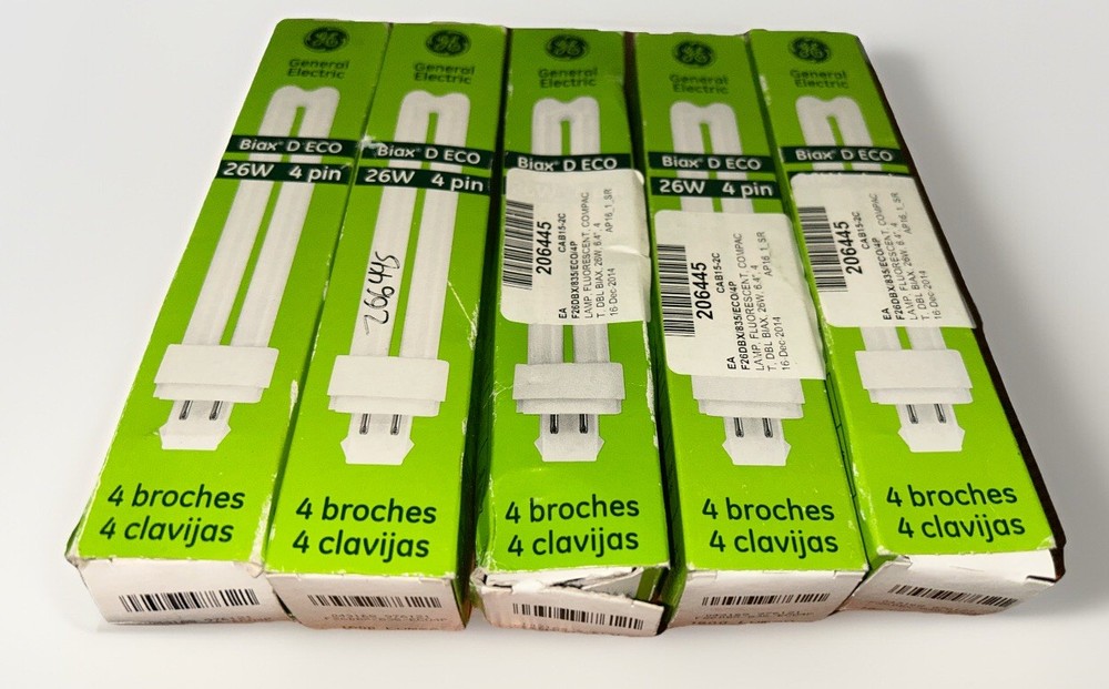 *Lot Of 5* GENERAL ELECTRIC BIAX D ECO 26WATT, F26DBX/835/ECO/4P, 6.4”. NEW! BA