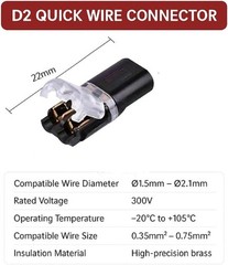 200Pcs Double-Wire Plug-in Connector, Cable Clamp with Locking Buckle, AWG 18-22