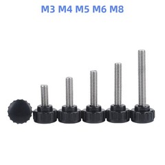 304 Stainless Steel Black Plastic Round Head Knurled Thumb Screws M3 M4 M5 M6 M8
