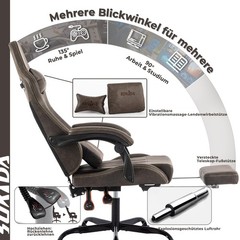 Gaming Chair with Footrest Ergonomic Computer Chair Massage Lumbar Cushion