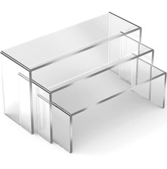 3pcs Acrylic Display Stand-Clear Riser Shelf for Jewelry Desserts & Collectibles