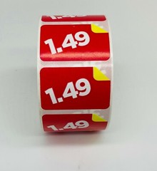 4 Rolls of 1000 1.5×1 $1.49 Product Price Point Red & Yellow Labels Stickers
