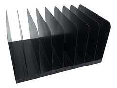 Huron Applied Sciences Vertical 8 Slot Steel Desk Organizer/Sorter, Black