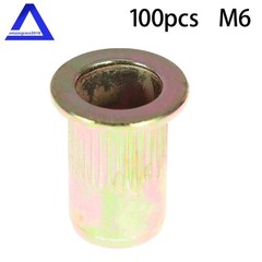100 Pcs M6 Metric Carbon Steel Rivet Nut Flat Head Threaded Insert Nutsert