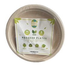 EnvGreens Organic Bagasse Plates 9” Round Compostable Biodegradable Plates