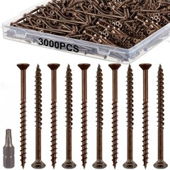 Blulu 3000 Pcs Deck Screw 2.5 Inch, # 8 x 2-1/2” Wood Screw Set, Brown Deck …