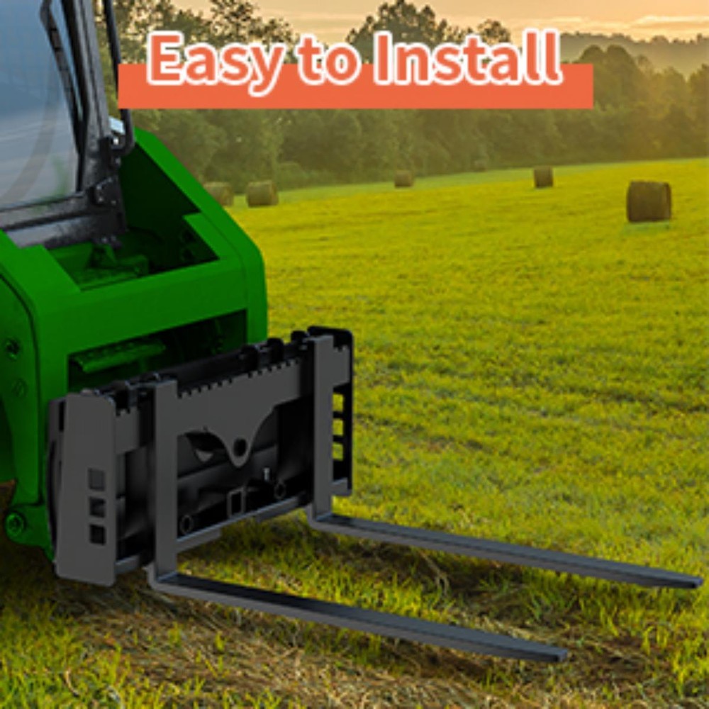 48″ 4000LB Skid Steer Pallet Fork Attachment Blades W/Receiver Hitch Frame Heavy