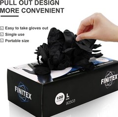 FINITEX Large Pack of 100 Black Nitrile Disposable Medical Gloves 6 mil