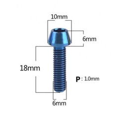 M6 Titanium Bolt Taper 10/16/18/20/25/30/35/40/45/50~65mm Allen Socket Cap Screw