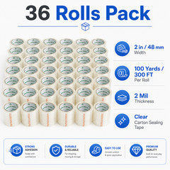 36 Rolls Shipping Box Packing Sealing Tape 2″ x 100 Yards 300FT w/ FREE Shipping