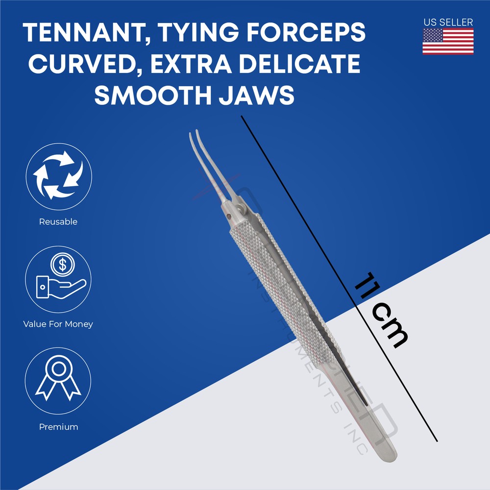 Tennant, Tying Forceps, Straight & Curved, with extra delicate smooth jaws