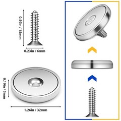 8Pack Neodymium round Base Cup Magnet 100LBS Strong Rare Earth Magnet Heavy Duty