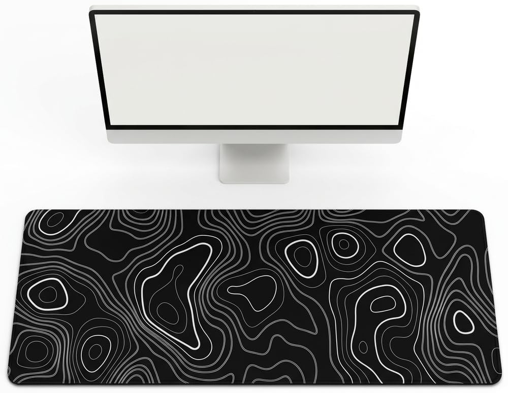 Cptoion Black Topographic Mouse Pad, Extended 31.5L x 11.8W inches,